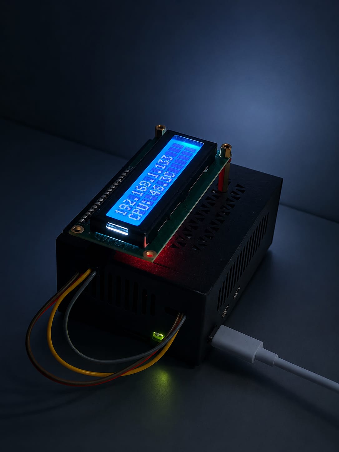 Raspberry Pi host running Clavis services with an illuminated status display